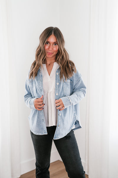 Sabrina Washed Soft Denim Button Up