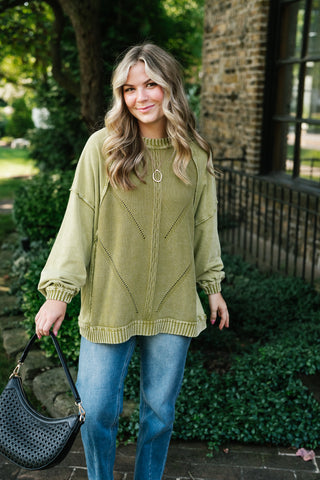 Change of Plans Knit Pullover - Matcha
