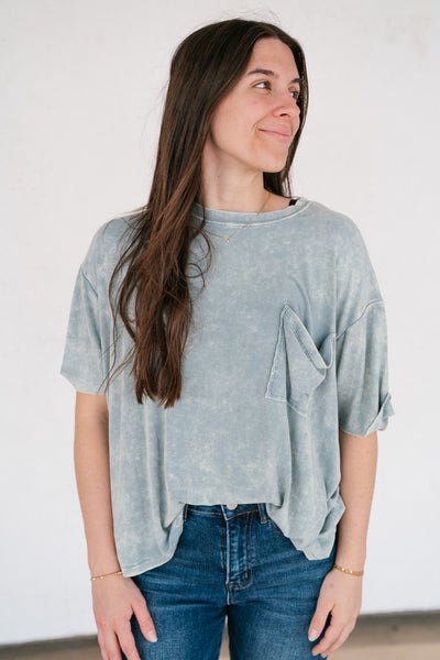 Summer Lovin Mineral Wash Tee - Blue Grey