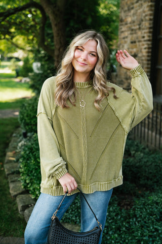 Change of Plans Knit Pullover - Matcha
