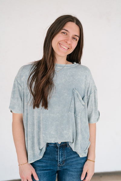 Summer Lovin Mineral Wash Tee - Blue Grey