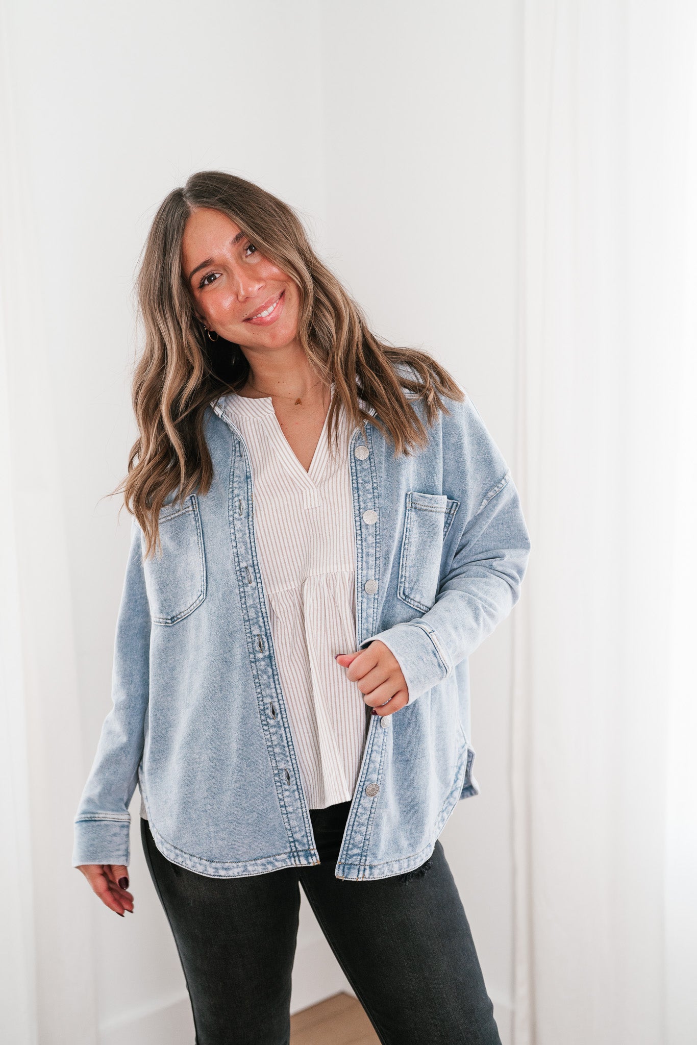 Sabrina Washed Soft Denim Button Up