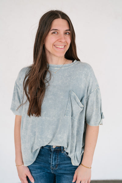 Summer Lovin Mineral Wash Tee - Blue Grey