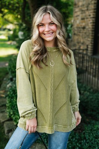 Change of Plans Knit Pullover - Matcha