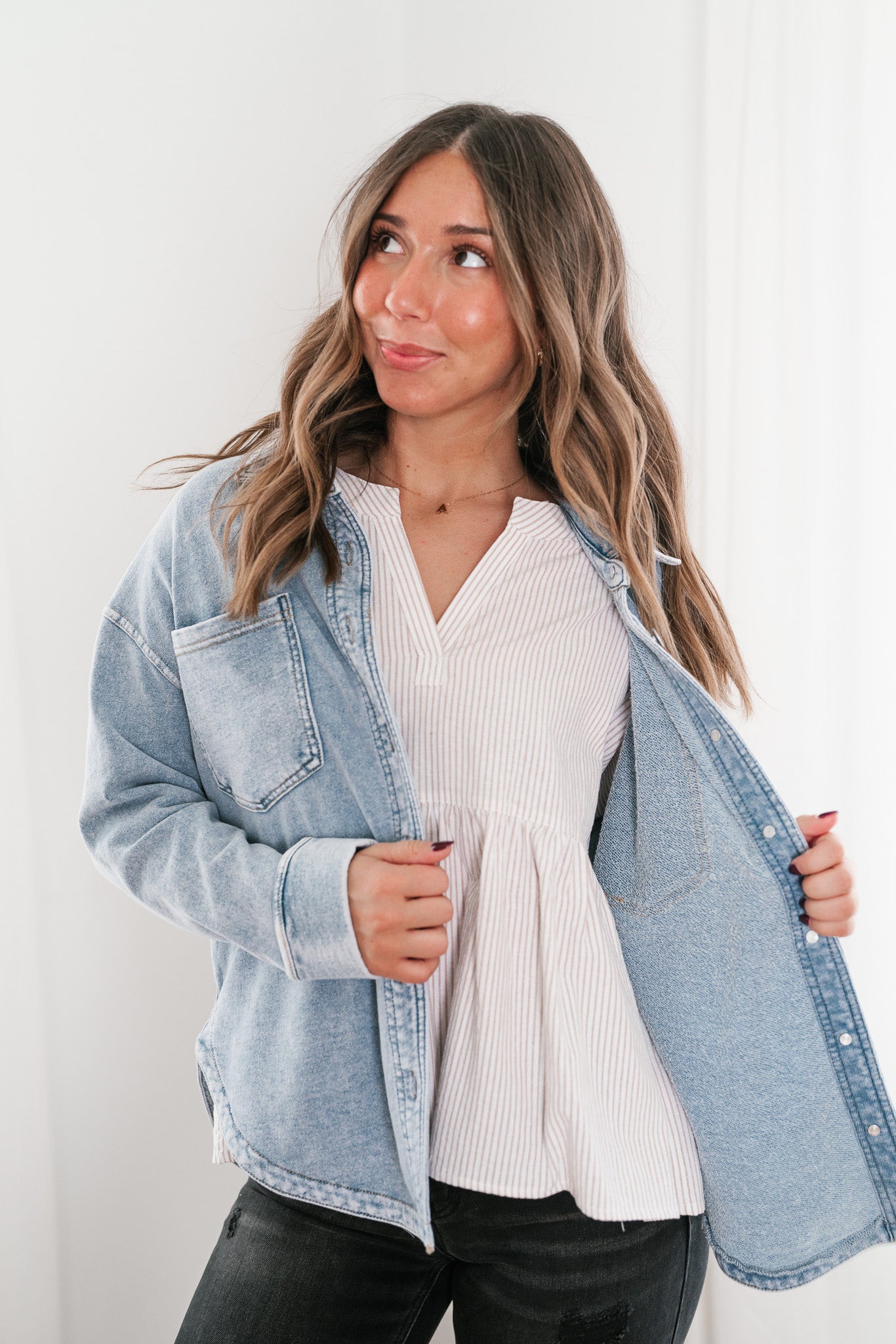 Sabrina Washed Soft Denim Button Up