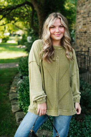 Change of Plans Knit Pullover - Matcha