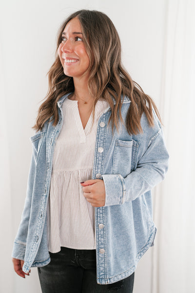 Sabrina Washed Soft Denim Button Up