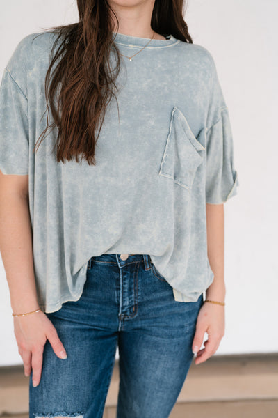 Summer Lovin Mineral Wash Tee - Blue Grey