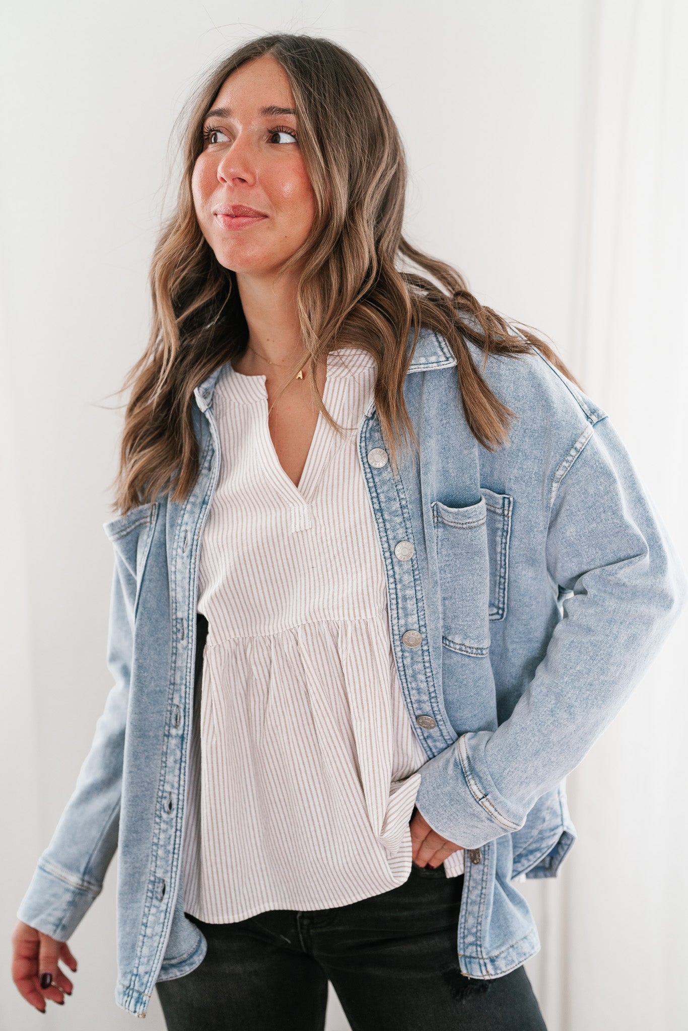 Sabrina Washed Soft Denim Button Up