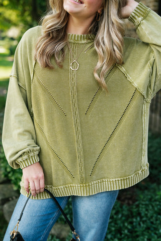 Change of Plans Knit Pullover - Matcha