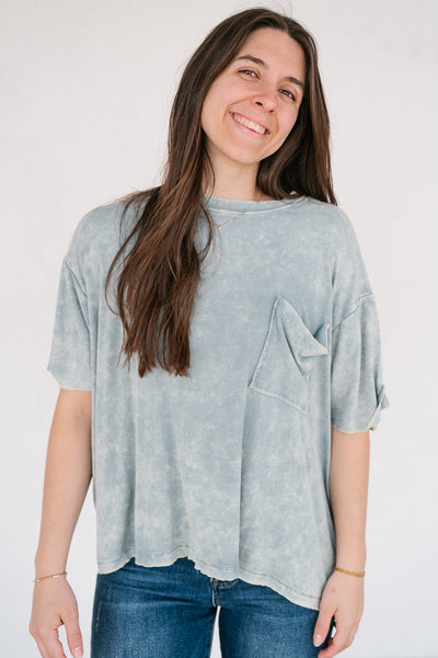 Summer Lovin Mineral Wash Tee - Blue Grey