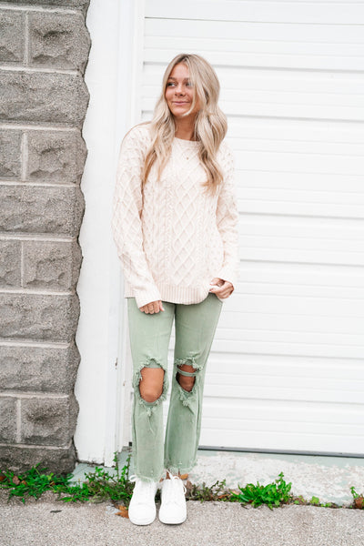 Neutral Dreams Cable Knit Sweater