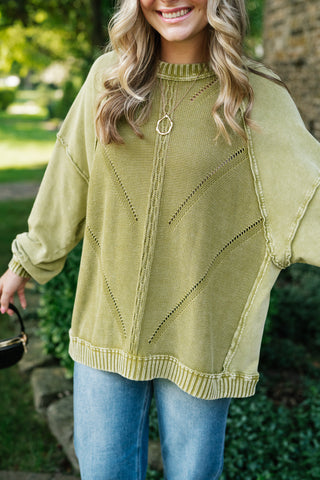 Change of Plans Knit Pullover - Matcha