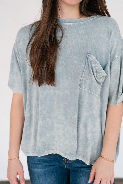 Summer Lovin Mineral Wash Tee - Blue Grey