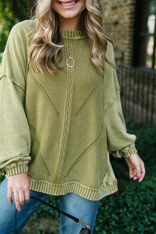 Change of Plans Knit Pullover - Matcha