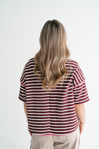 Daybreak Striped Top - Burgundy