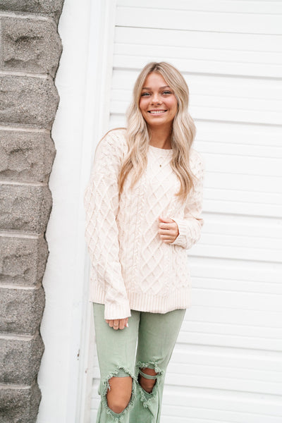 Neutral Dreams Cable Knit Sweater