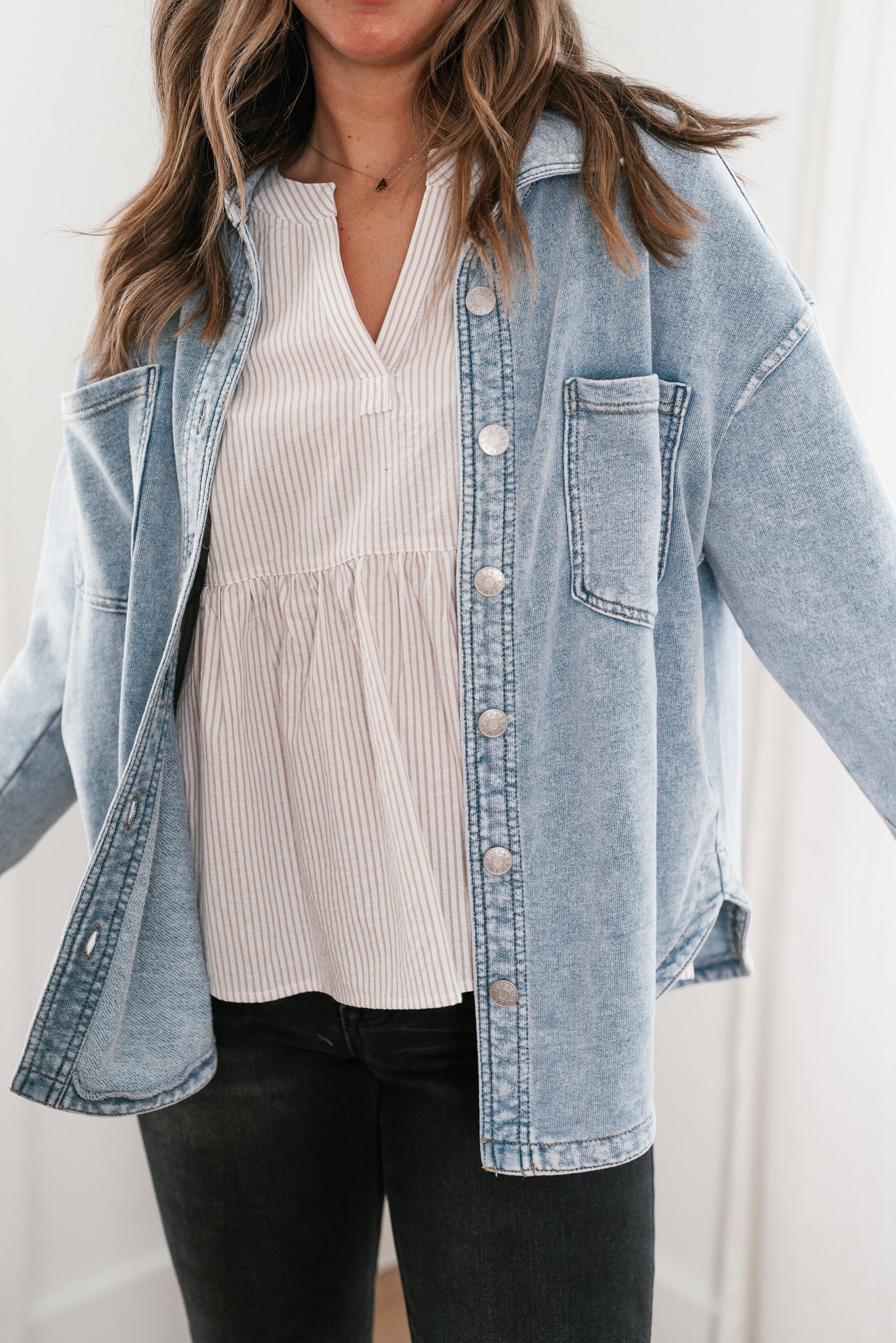 Sabrina Washed Soft Denim Button Up