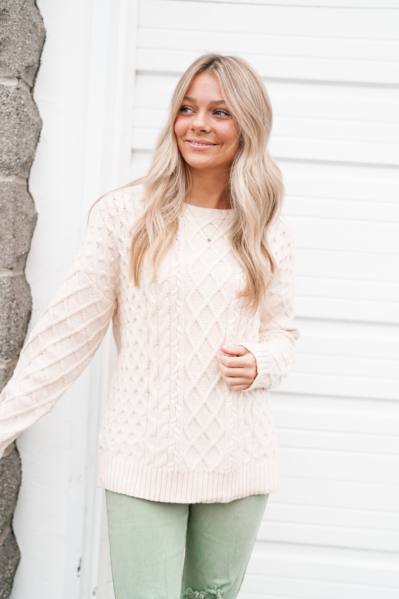 Neutral Dreams Cable Knit Sweater