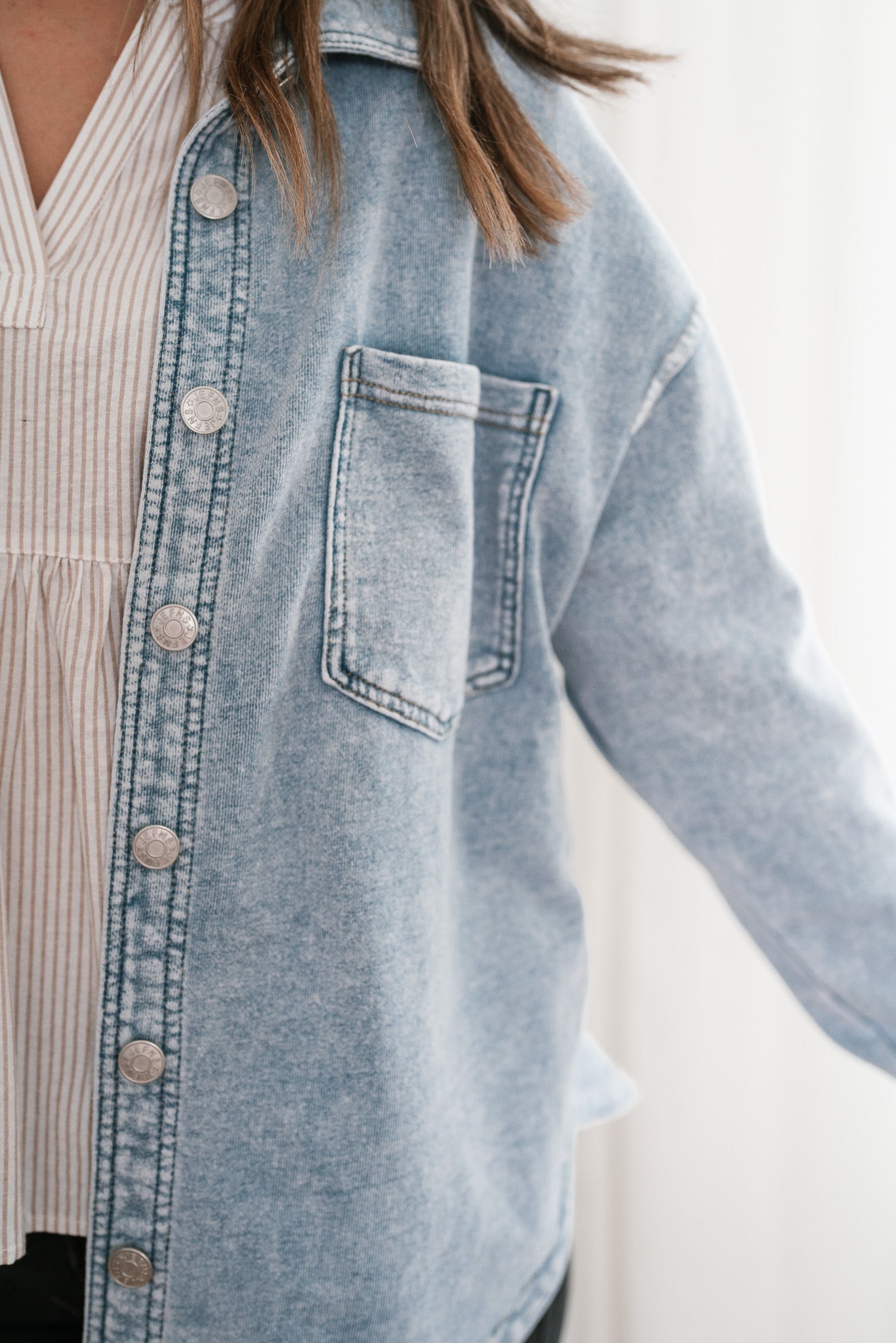 Sabrina Washed Soft Denim Button Up