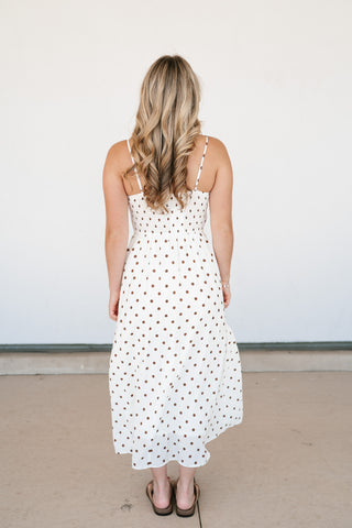 Sweet Spot Basque Waist Midi Dress - White