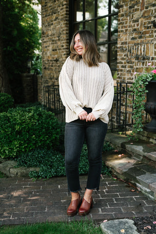 Going Somewhere Cable Knit Long Sleeve Sweater - Khaki