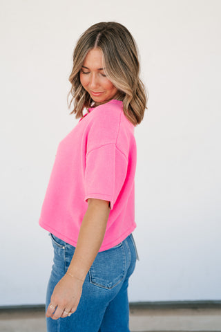 Sweet Pink Button Up Knit Cardigan - Bright Pink