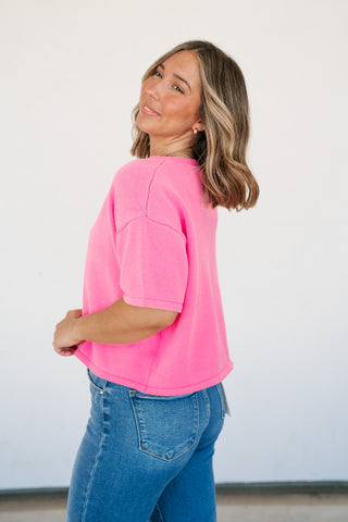 Sweet Pink Button Up Knit Cardigan - Bright Pink