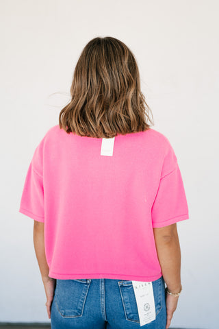 Sweet Pink Button Up Knit Cardigan - Bright Pink
