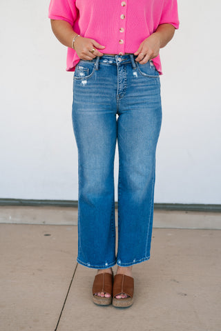 Risen Eliana High Rise-Crop Wide Jean