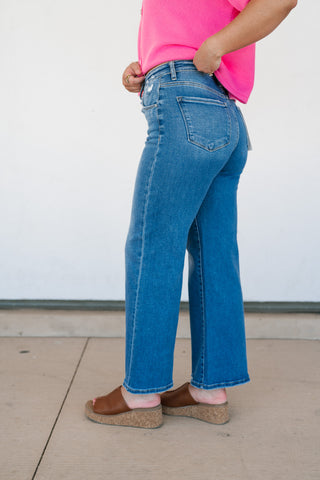 Risen Eliana High Rise-Crop Wide Jean