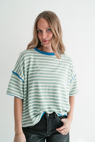 Daybreak Striped Top - Sage