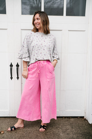 Floral Drift Ruffle Sleeve Top