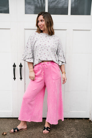 Floral Drift Ruffle Sleeve Top