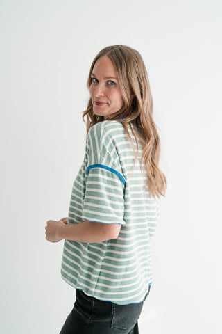 Daybreak Striped Top - Sage