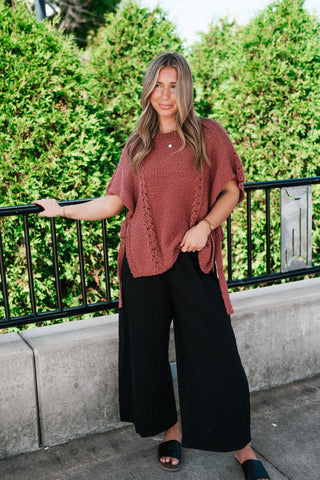 Morning Light Side Tie Knit Blouse - Dusty Red