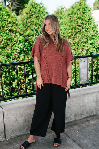 Morning Light Side Tie Knit Blouse - Dusty Red