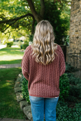 Going Somewhere Cable Knit Long Sleeve Sweater - Brown