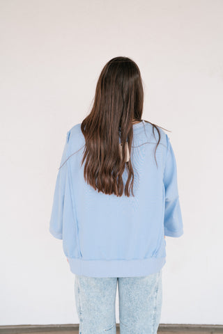 Love Patchwork Relaxed Top - Periwinkle