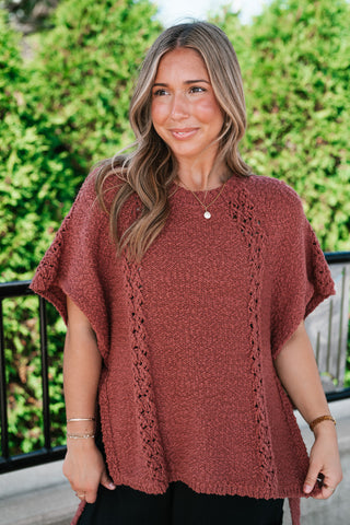 Morning Light Side Tie Knit Blouse - Dusty Red