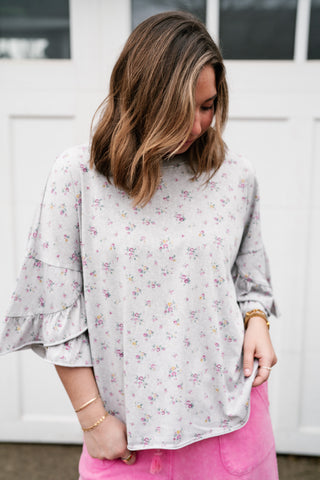 Floral Drift Ruffle Sleeve Top