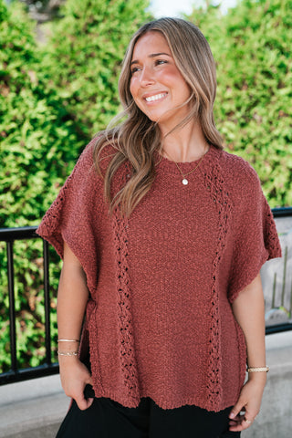 Morning Light Side Tie Knit Blouse - Dusty Red