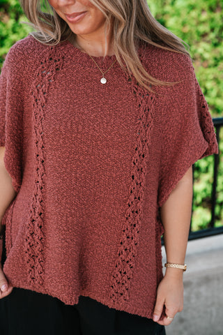 Morning Light Side Tie Knit Blouse - Dusty Red