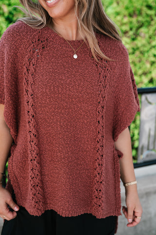 Morning Light Side Tie Knit Blouse - Dusty Red