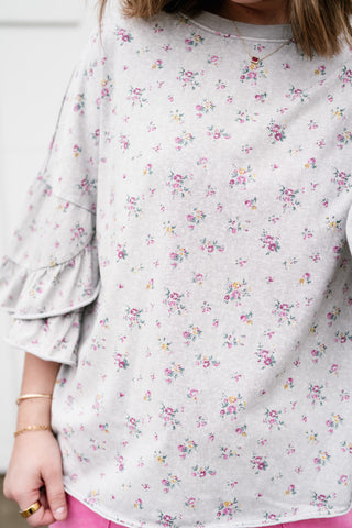 Floral Drift Ruffle Sleeve Top