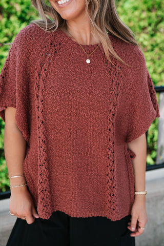Morning Light Side Tie Knit Blouse - Dusty Red