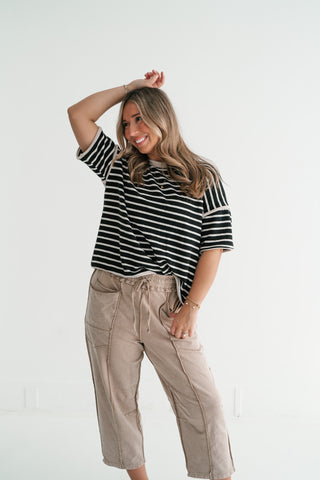 Daybreak Striped Top - Black
