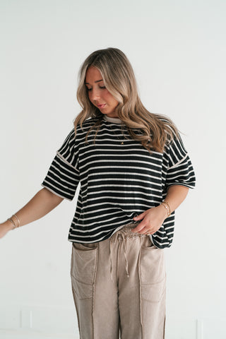 Daybreak Striped Top - Black