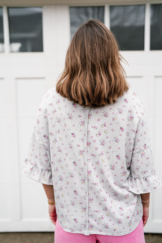 Floral Drift Ruffle Sleeve Top