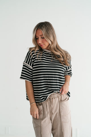 Daybreak Striped Top - Black